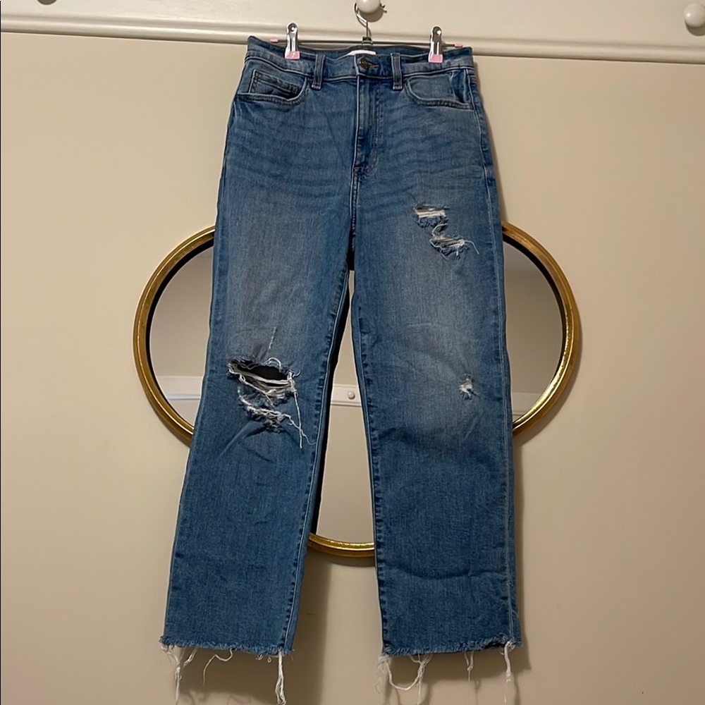 Studio Blue Straight Leg Jeans with Distressed Details